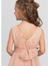Pleated Tulle Knee Length Tiered Skirt Flower Girl Dress